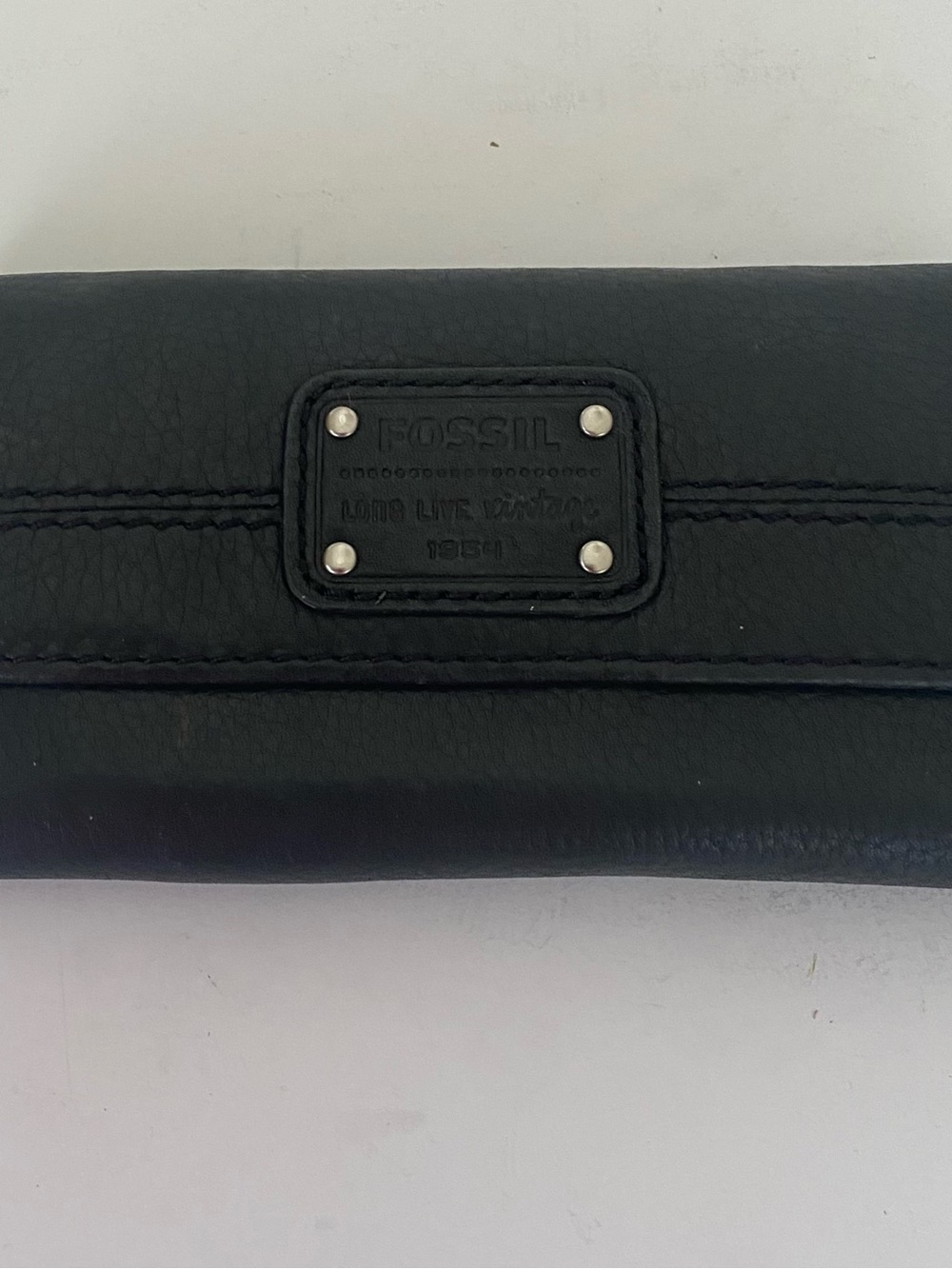 Fossil Black Leather Wallet with Stud Accents